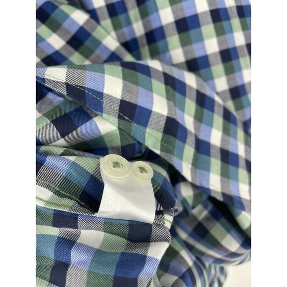 Southern Tide Classic Fit Checkered Collard Blue Green Button Shirt - Picture 6 of 6